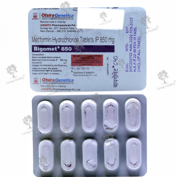 BIGOMET 850 MG TAB (10TAB)