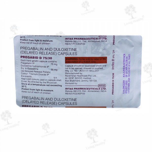 PREGABID D 75/30 MG  (10 CAP)