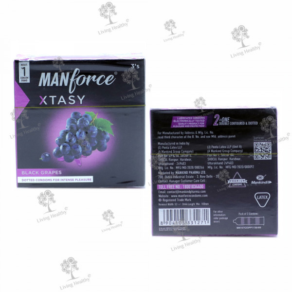 MANFORCE BLACK GRAPES CONDOM (3 PCS)